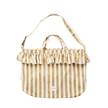 Ruffle Shoulder Bag Beige Stripe
